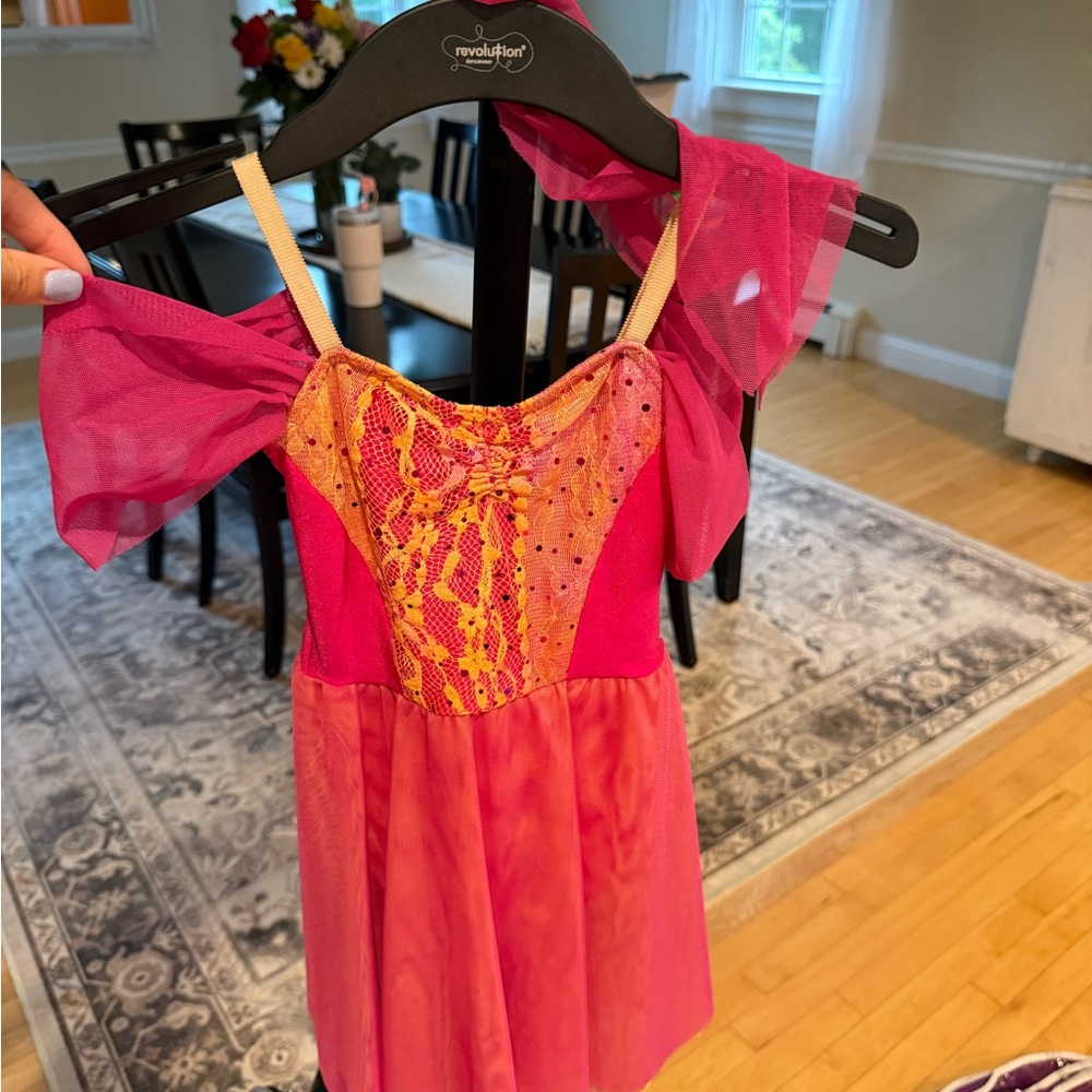 Wish Pink and Orange Dance Costume with Gold Embellishments